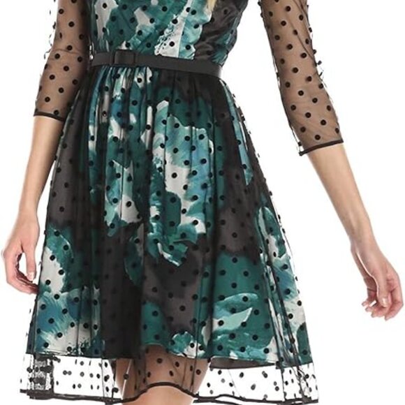 Eliza J Polka Dot Sheer Overlay Party Dress Sz 10 - Picture 2 of 11